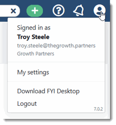Standard User Settings menu