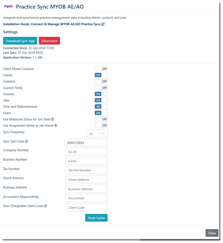2636 Automation Apps Practice Sync MYOB Settings.gif